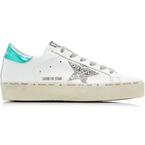 Golden Goose Hi Star distressed glittered leather sneakers